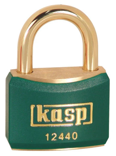 Kasp Brass Padlock 40mm Green Keyed Alike K12440GREA1
