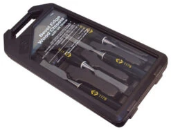 C.K Wood Chisel Bevel Edged Set Of 4 Plus Sharpening Stone T1180